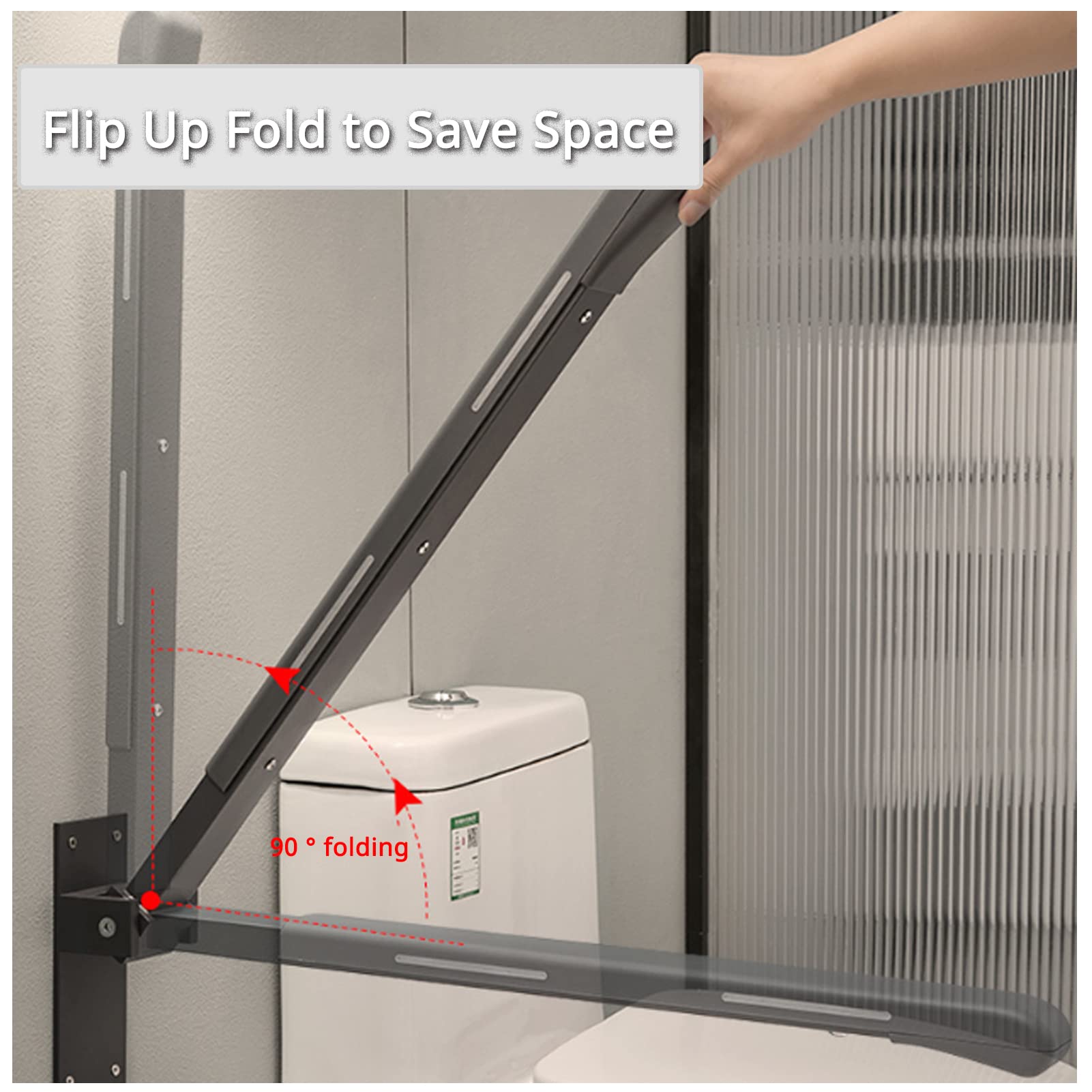 Barras de Agarre para Ducha para Personas Mayores, Barras de Agarre para inodoros, Barras de Seguridad abatibles para Ducha, Barra de Agarre con Soporte en L, Agarre de Asistencia de Equilibrio, Mani