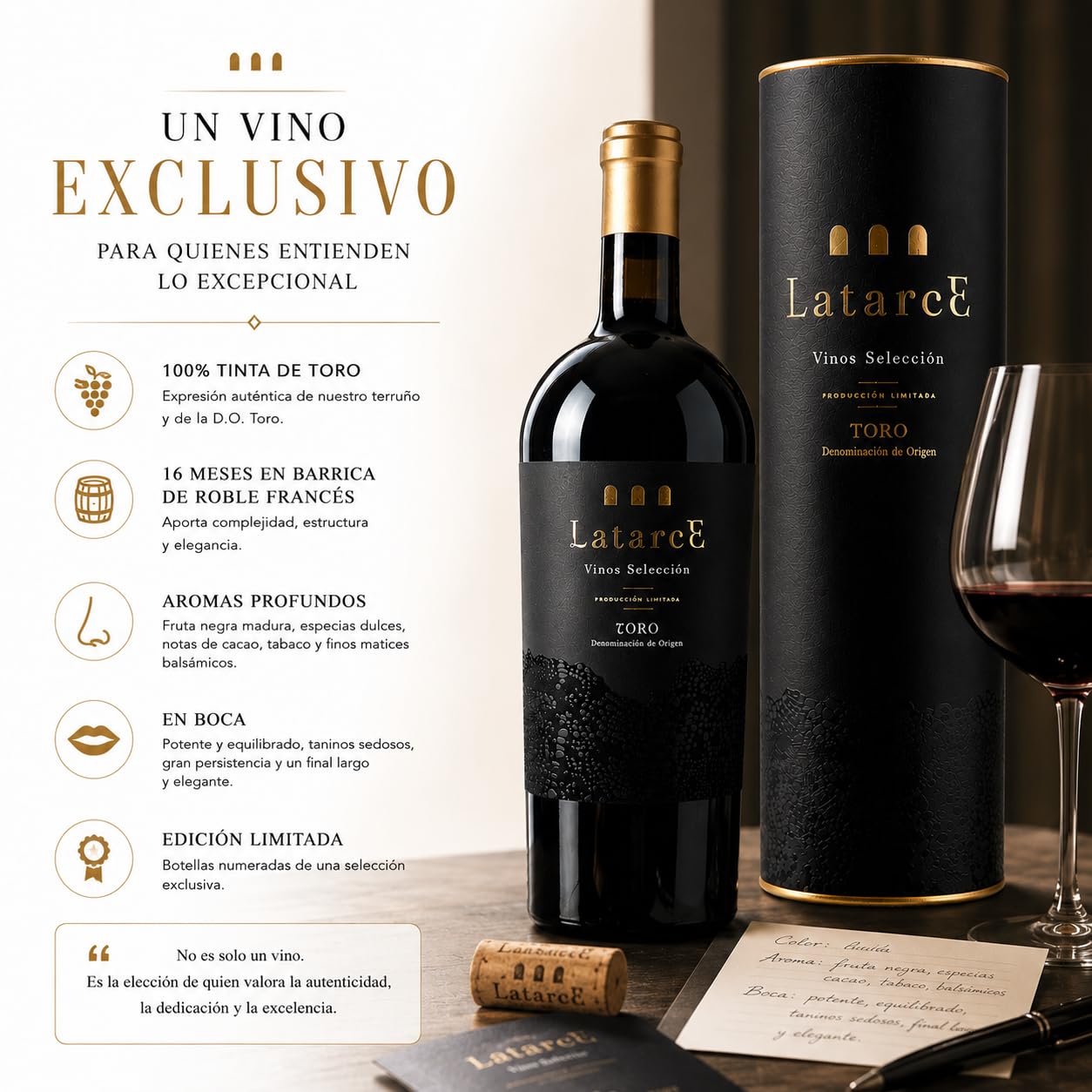 Latarce Selección | Premium Rotwein D.O. Toro | 100% Tempranillo | 16 Monate Französische Eiche | Weinset 3 Flaschen à 75cl | Limitierte Edition