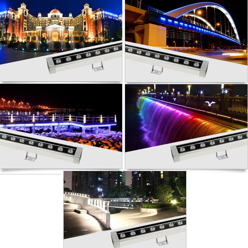 18W(39.4 inches) Outdoor LED Wall Wash Light Waterproof Flood Lamp Stainless Steel for Garden Bridge Hotel RGB Color Changing Remote Control