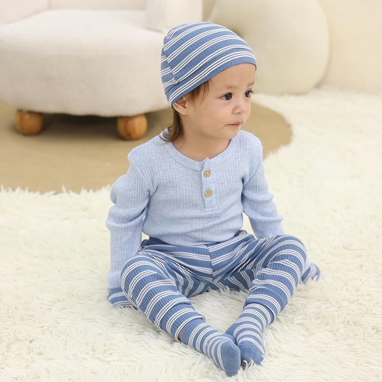 Baby Long Sleeve Bodysuits Set Cotton Infant Boy Girl Clothes Outfit