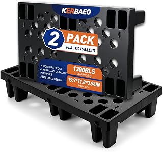 Kerbaeo 2 Pcs Plastic Pallets for Basement Storage, 19.6 x 11.8 x 3.9 Inch
