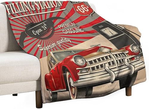 Miniatura 99 de Manta clásica retro para automóvil, diseño clásico de automóvil clásico americano, diseño de motocicleta, manta de franela súper suave para cama y