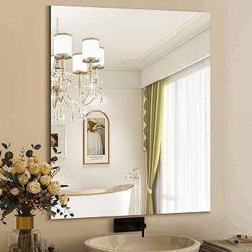 Mirrorons Bathroom Mirror 28" 36", Modern Bathroom Vanity Mirror, Frameless Mirror with Polished Edge for Bedroom, Living Room, Entryway, Shatterproof Horizontal/Vertical