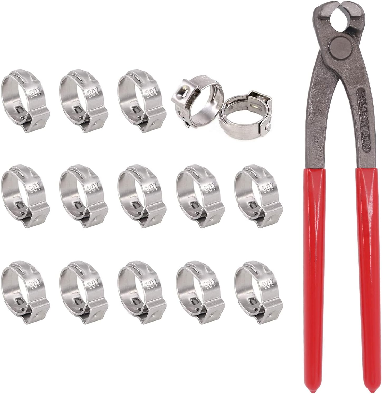 25PCS Single Ear Hose Clamps, 9.0-10.5mm 304 Stainless Steel Ear Clamps - View #5