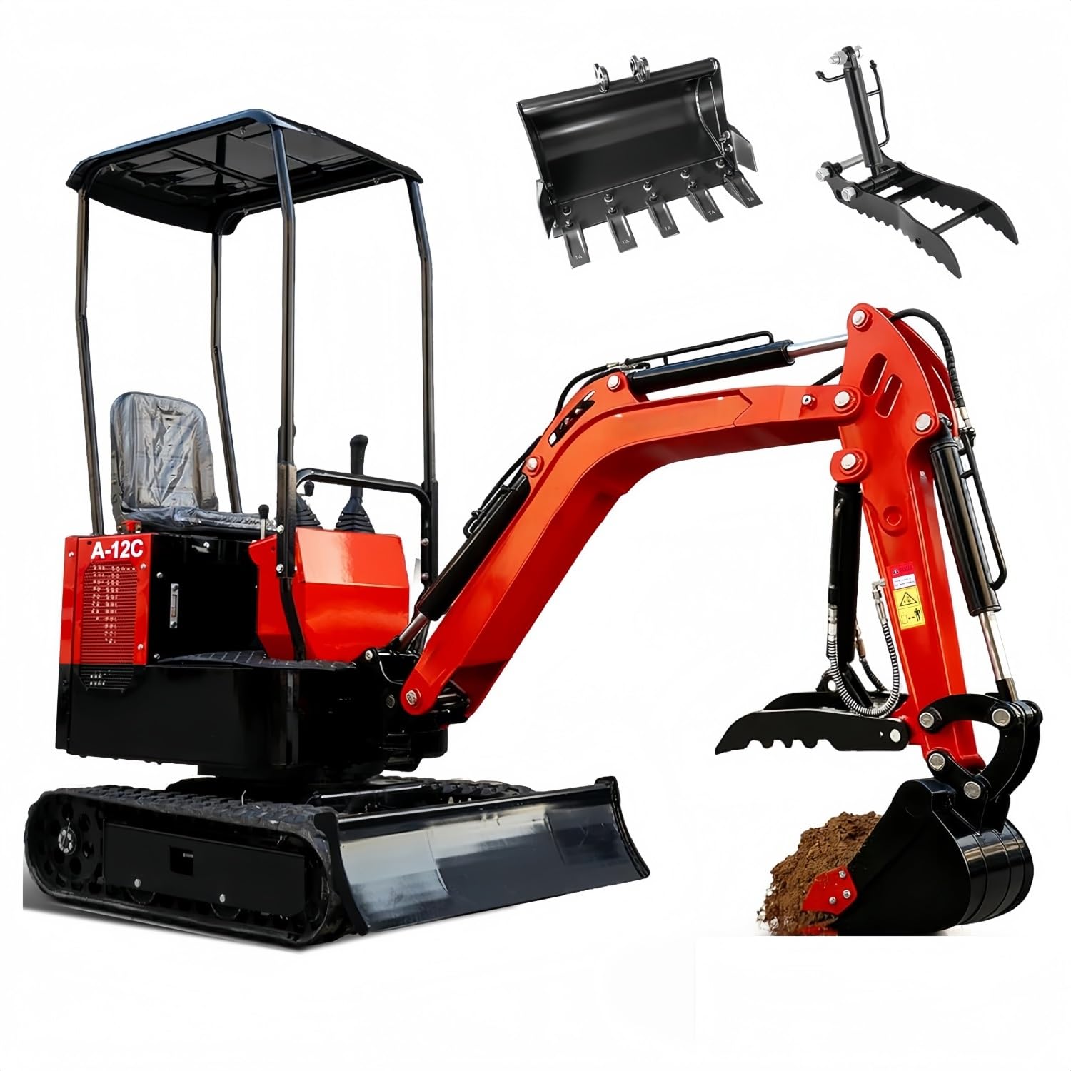 13.5HP Mini Excavator - Gasoline Powered Hydraulic Crawler Digger with 360° Rotation & Internal Hose Protection for Farming(12C-A)