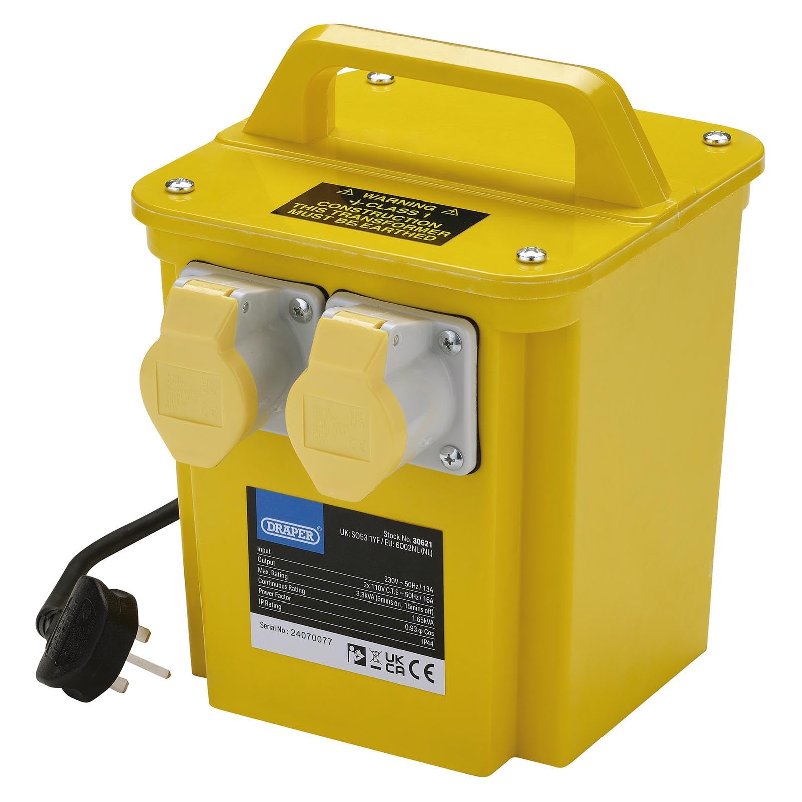 Draper Portable Site Transformer 240v to 110v 3.3kVA 110v