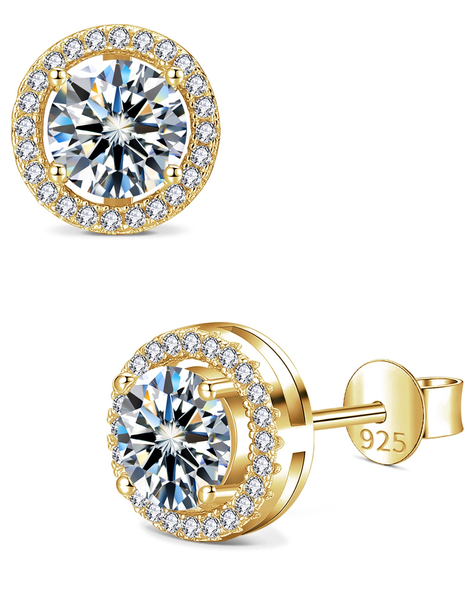 Pendientes de tuerca para hombre, aretes de moissanita de 2 quilates y 3 quilates con certificado de autenticidad, plata de ley 925, regalos de cumpleaños, San Valentín, joyería de boda
