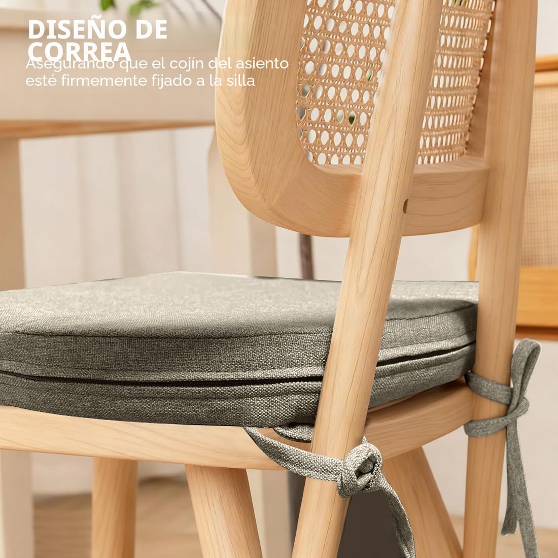 Juego de 2 cojines para silla de 43x42x5cm, cojín de espuma de alta densidad, cómodo cojín para asiento para interior/exterior, funda de silla para jardín, balcón, cojín para comedor, sala de estar