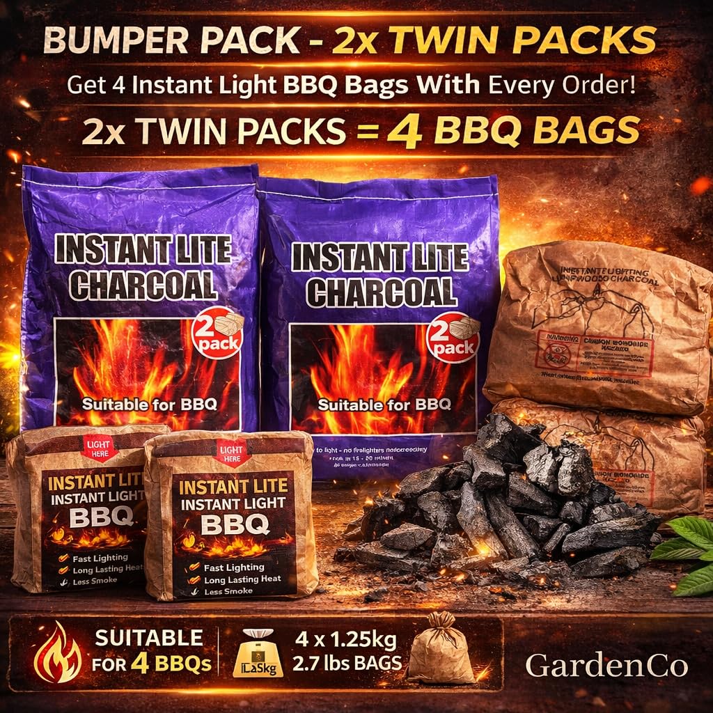 4 x 1.25kg Bags (5kg) Premium Instant Light BBQ Charcoal, Bags of Instant Barbecue Lumpwood Charcoal (2x Twin Packs) — view 7