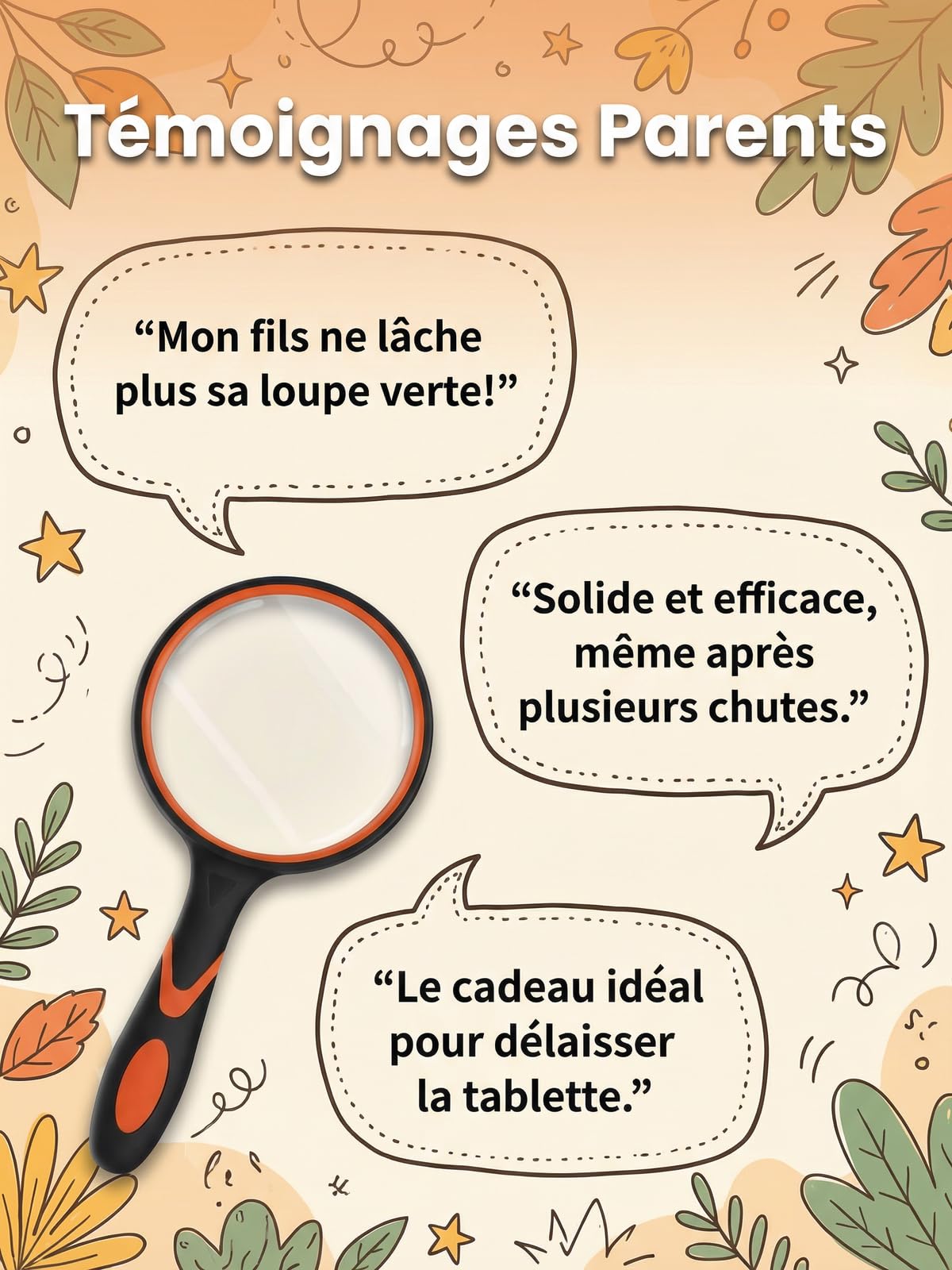 Soleado Loupe Enfant Haute Définition 65mm Lentille Verre Anti-Rayures Manche Caoutchouc Antidérapant