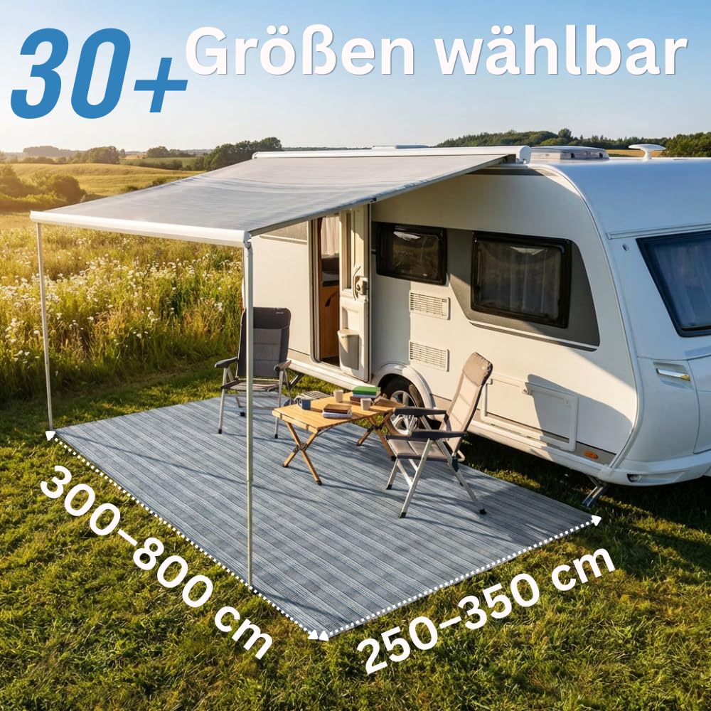 JOLAX Vorzeltteppich, 500 g/m², Campingteppich Outdoor für Wohnwagen & Wohnmobil, Markisenteppich, PVC-frei, Wasserdurchlässig, Atmungsaktiv, Rutschfest, Waschbar 40°C, mit Tragetasche