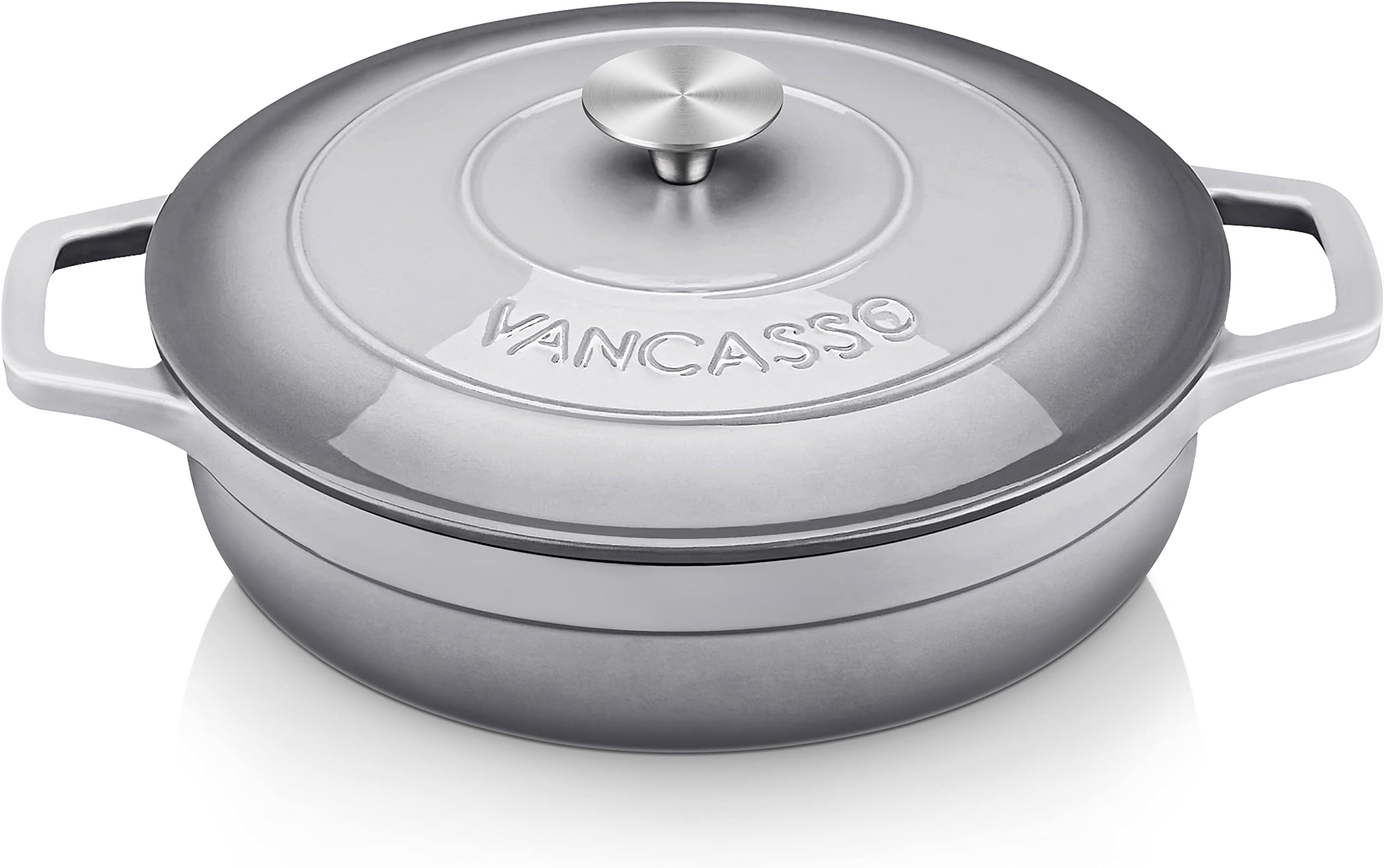 Denby Natural Canvas White Cast Iron Casserole Dish Shallow Dutch