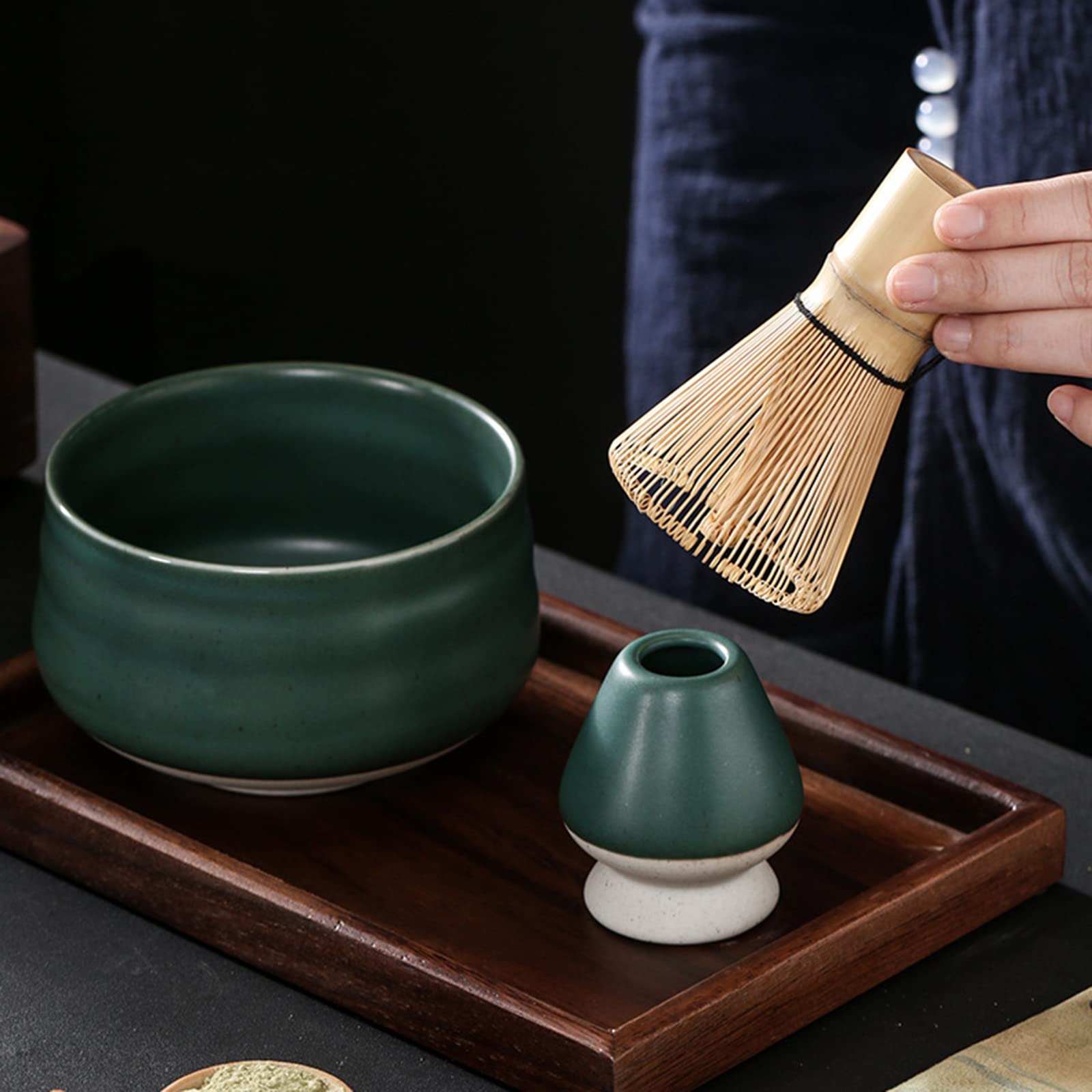 Yardwe Support Fouet Matcha Céramique - Bol Porte-Fouet Et Accessoire Cérémonie Du Thé