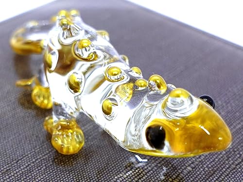Miniatura 6 de Figuras artísticas de cristal soplado a mano en miniatura camaleón, animales coleccionables, regalo para decorar el hogar (oro transparente)