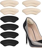 Riootlnm Heel Grips for Shoes Too Big - 4 Pairs Suede Inserts, Anti-Slip Heel Pads Prevent Blisters & Pain, Women Men Beige Black