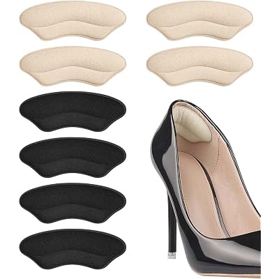 Heel Pads for Shoe that are Too Big, Inserts for Women, Heel Grips for Womens Mens, Protectors Cushion Liners for Blisters Loose Shoes, Comfort Fillers (BeigeBlack 4Pairs)
