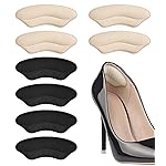 Heel Pads for Shoe That are Too Big, Inserts for Women, Heel Grips for Womens Mens, Protectors Cushion Liners for Blisters Loose Shoes, Comfort Fillers (BeigeBlack 4Pairs)
