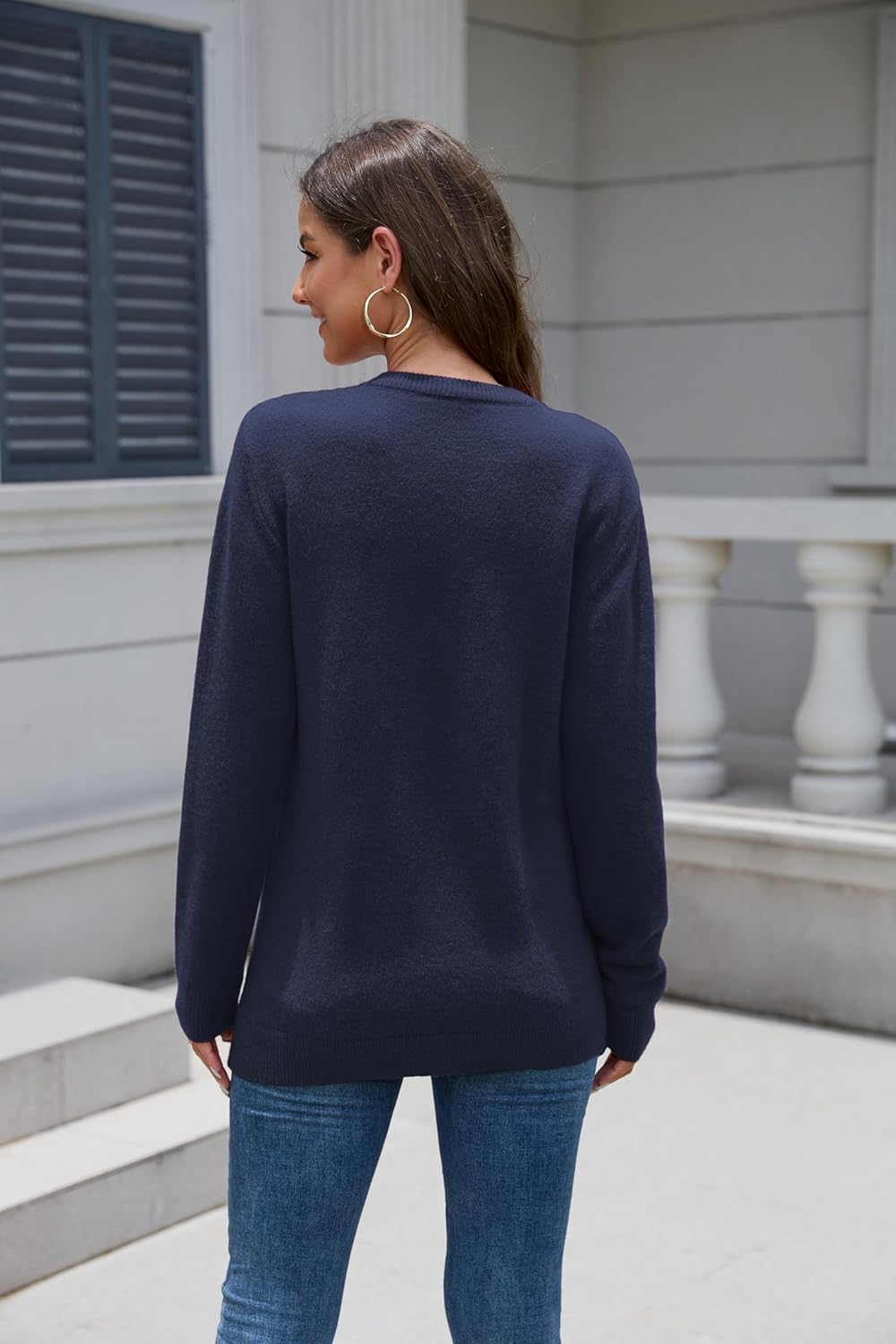 VIISHOW Women's Long Sleeve Cable Knit Pullover Sweater Cream Sweater Crew Neck Casual Fall Winter Chunky Knit Pullover Tops - Image 5