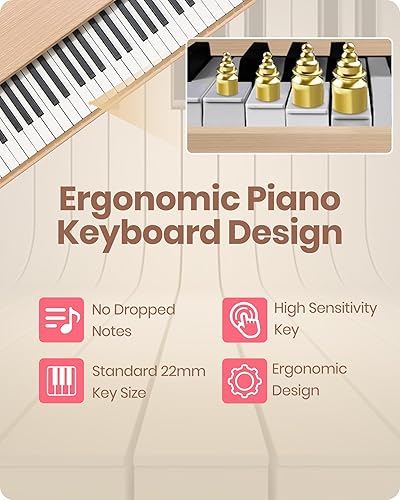 Miniatura 3 de Fesley Teclado de Piano Ponderado de 88 Teclas: Piano de Teclado Eléctrico de Tamaño Completo para Principiantes, Teclado Portátil de 88 Teclas