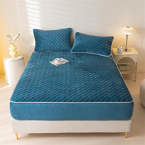 Sábana bajera de terciopelo tamaño individual XL, funda acolchada de felpa gruesa para colchón 1 funda de almohada, sábanas de franela mullida con