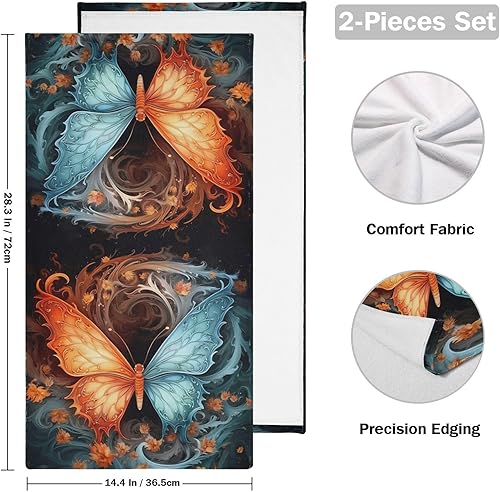 Vista 220 de Juego de 2 toallas de baño de color morado, remolques de mano de lobo, toallas de baño, toallas suaves y absorbentes para baño, cocina, gimnasio