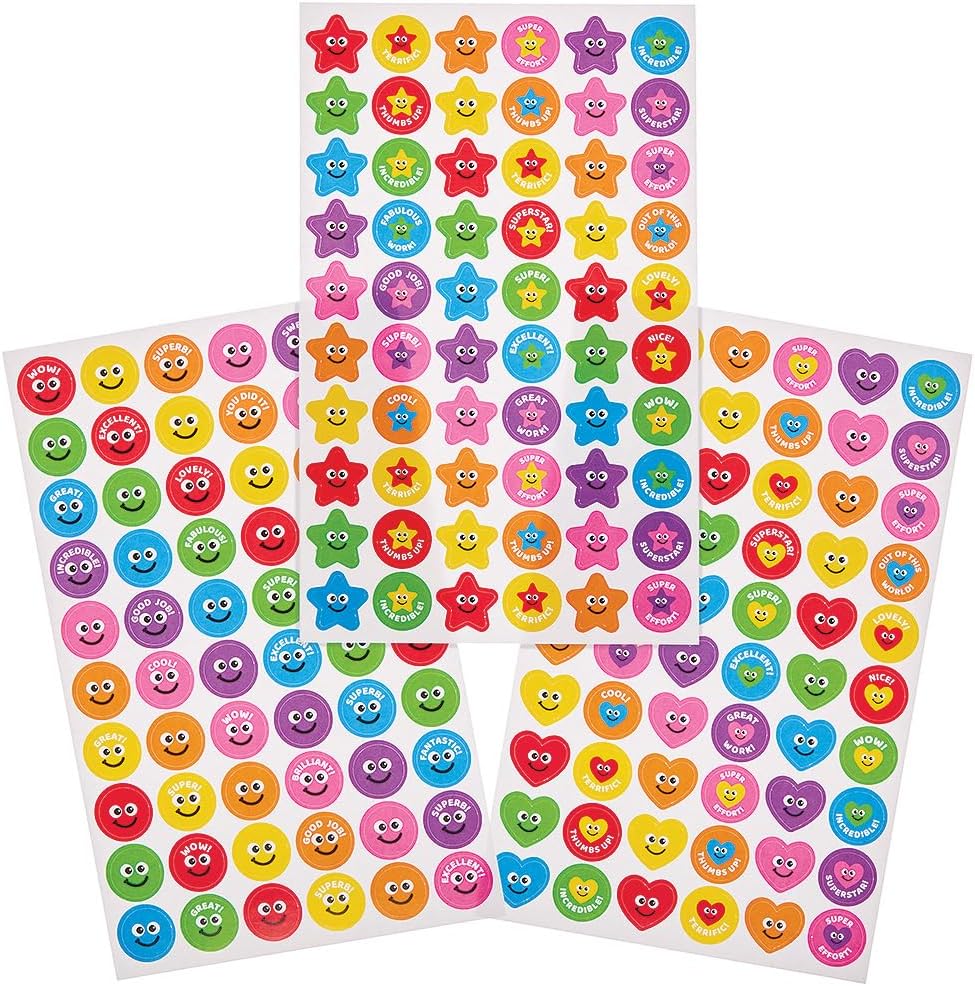 Baker Ross FN132 Reward Stickers - 720 Pack, Teacher Stickers for Classrooms and Schools, Homework Stickers