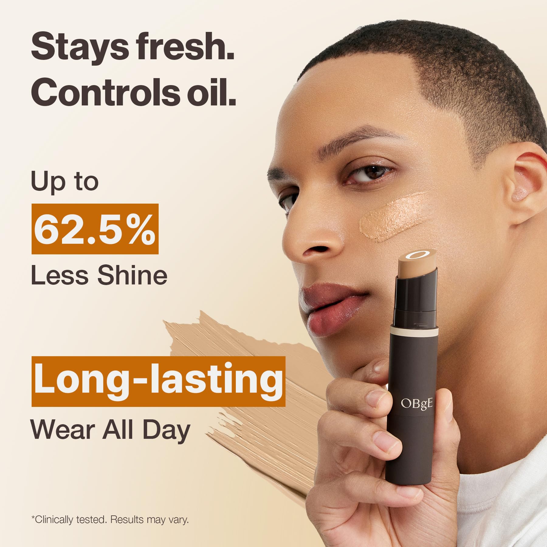 OBgE Base De Maquillaje En Barra Natural Cover Con Brocha Para Una Corrección Y Cobertura Impecables Del Tono De Piel. Larga Duración Para Uso Diario. 23 (0.5 Oz) Arena.