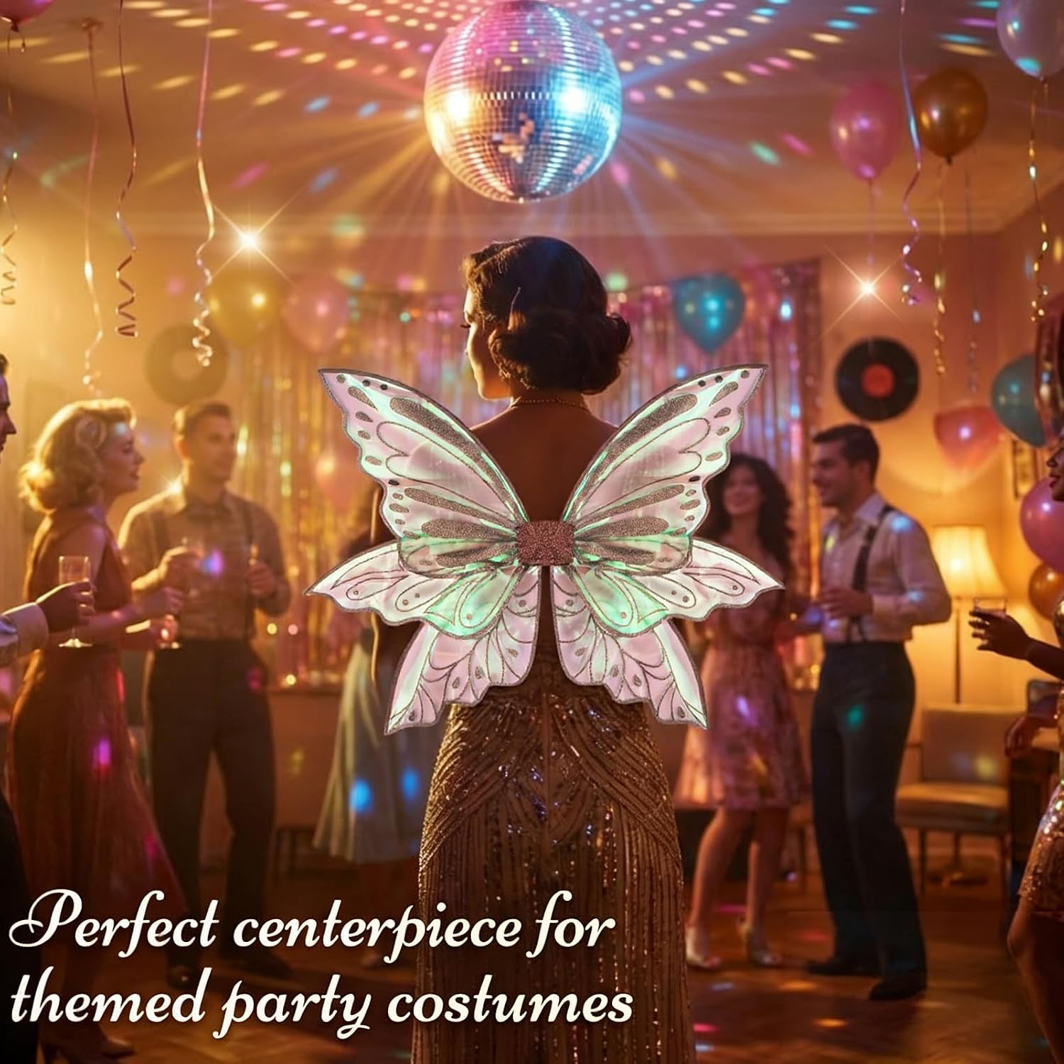 ALIBBON Large Fairy Wings for Adult Women 35"x25" Renaissance Fairy Costume Cosplay Accessories for Easter Halloween Party