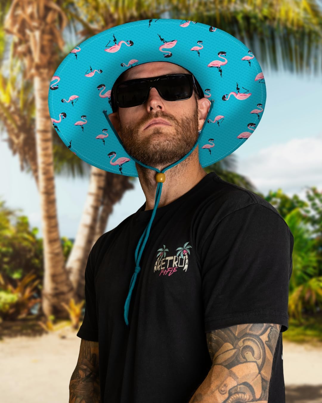 Retro Rifle Men’s Straw Sun Hat-Wide Brim Lifeguard Hat with Custom Under-Brim Prints-Lightweight Sun Protection for Outdoor - Image 2