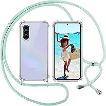 ISOI Cover with Lanyard for Samsung Galaxy A36 5G, Transparent Case with Necklace Shoulder Strap Neck Strap Ultra Thin Soft TPU Silicone Shockproof Anti-Scratch Case, Green