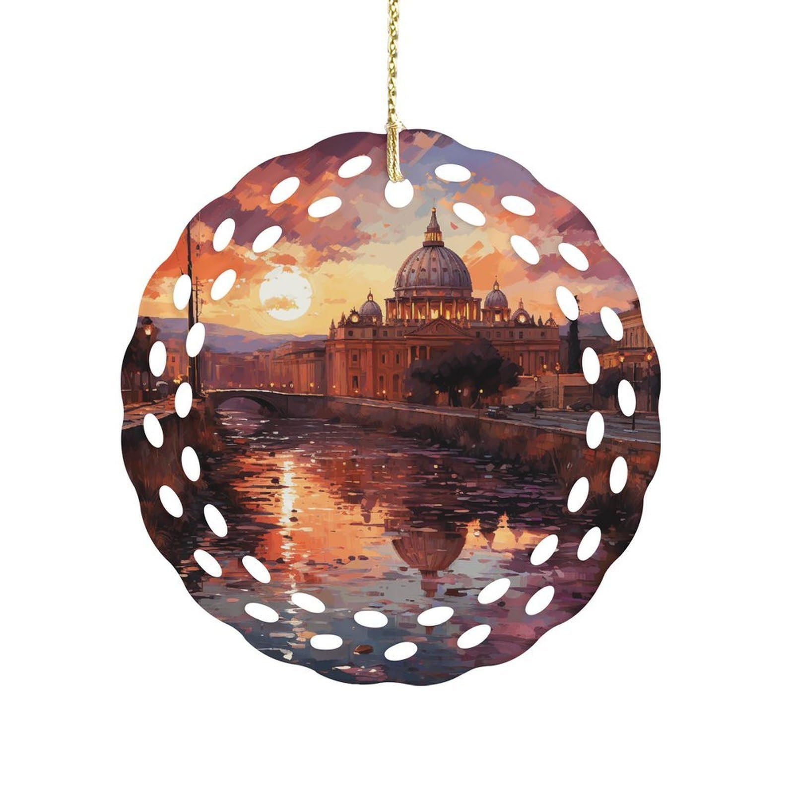 Wsoihfec Women's Style Rome Sunset Hanging Ornament 3 Inch Round,1-Pack,Xmas Decor -Two-Sided Printed,Friend Ornament Gifts For Friends Coworker Sisters