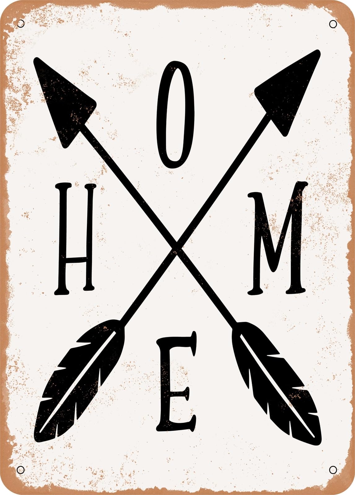 Miaomansenstore Metal Sign - Crossed Arrows Home - 2 - Vintage Rusty Look Home Decor