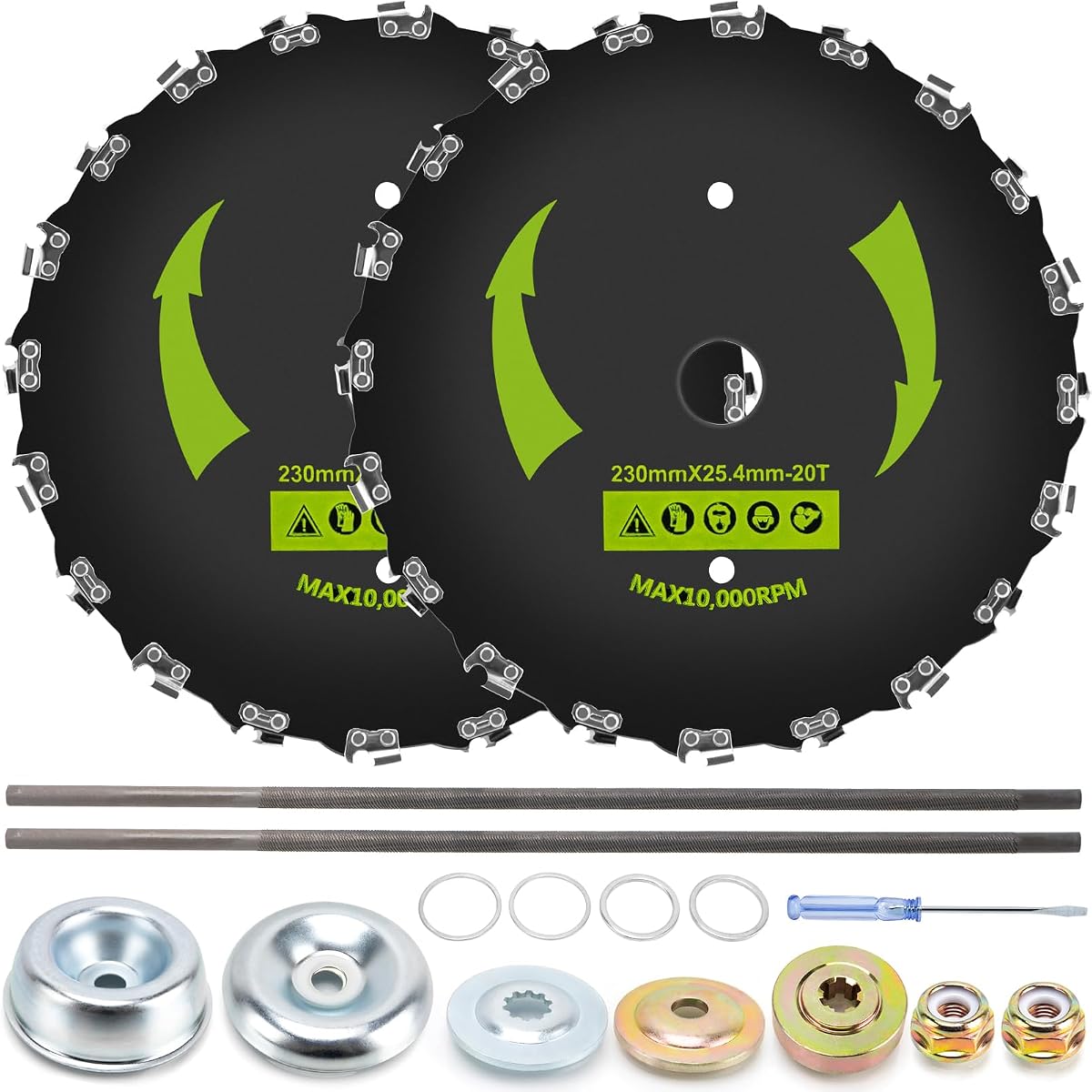 Brush Cutter Blade for Weedeater, 9" x 20T Chainsaw Tooth Cutter and with Universal Adapter Kit for Cutter, Weed Eater, Trimmer Brush Cutter Blade (2 Pack)