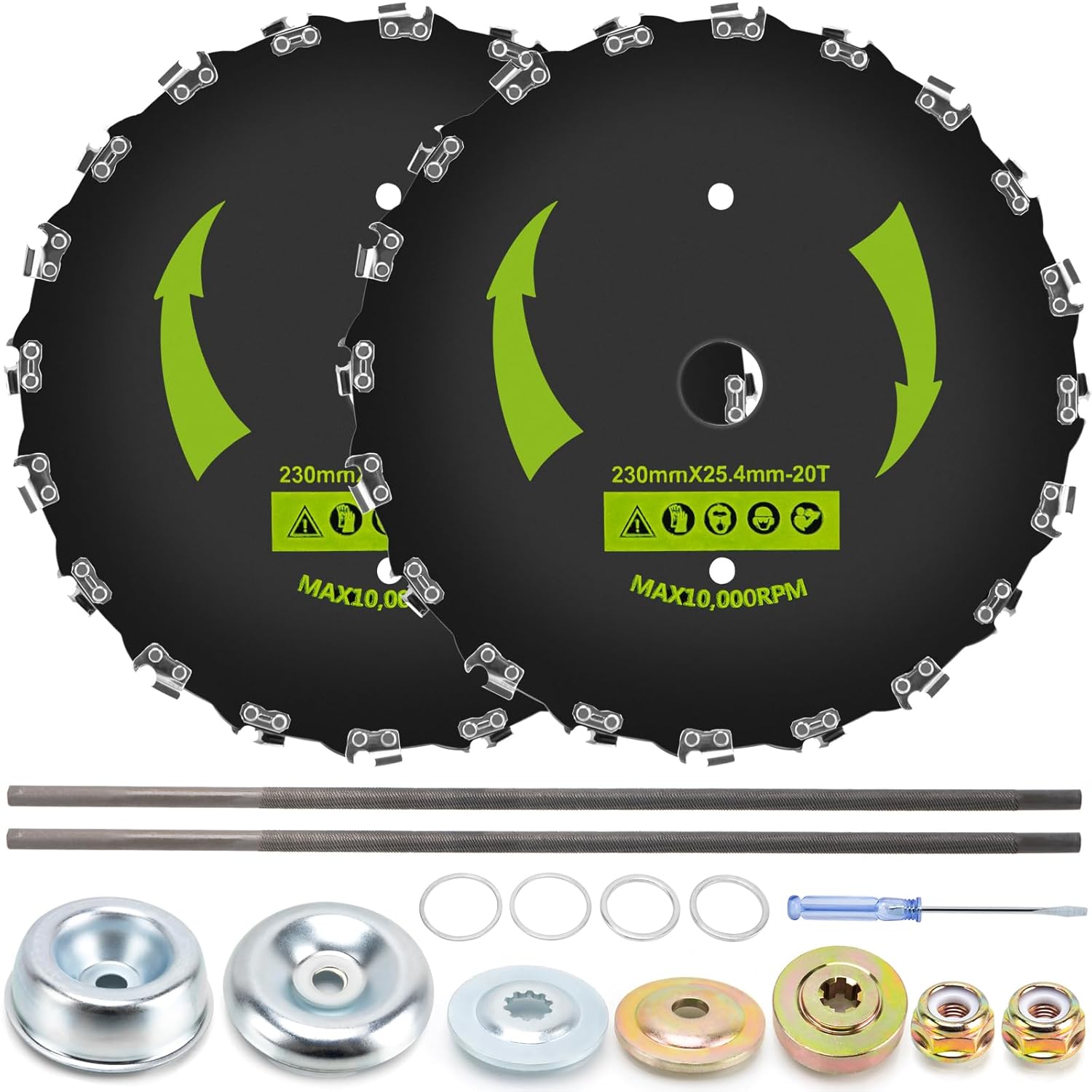 Brush Cutter Blade for Weedeater, 9" x 20T Chainsaw Tooth Cutter and with Universal Adapter Kit for Cutter, Weed Eater, Trimmer Brush Cutter Blade (2 Pack)