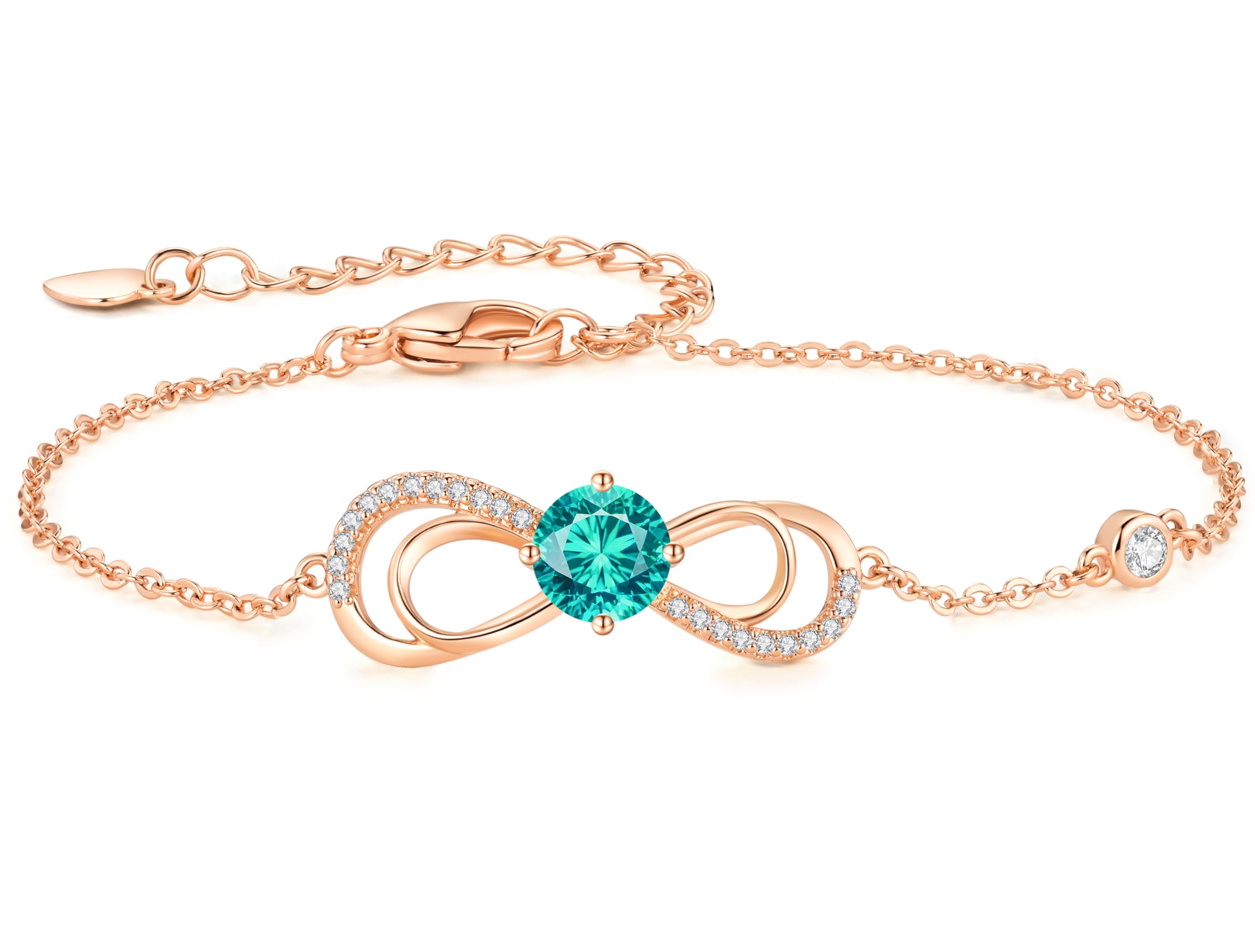 CDE Infinity Armband Damen Herz Geburtsstein Armkette Rosegold Kristallen Armkette Schmuck Muttertag Valentinstag Weihnachtsgeschenke Geburtstag Geschenke für Frauen Freundin Mama