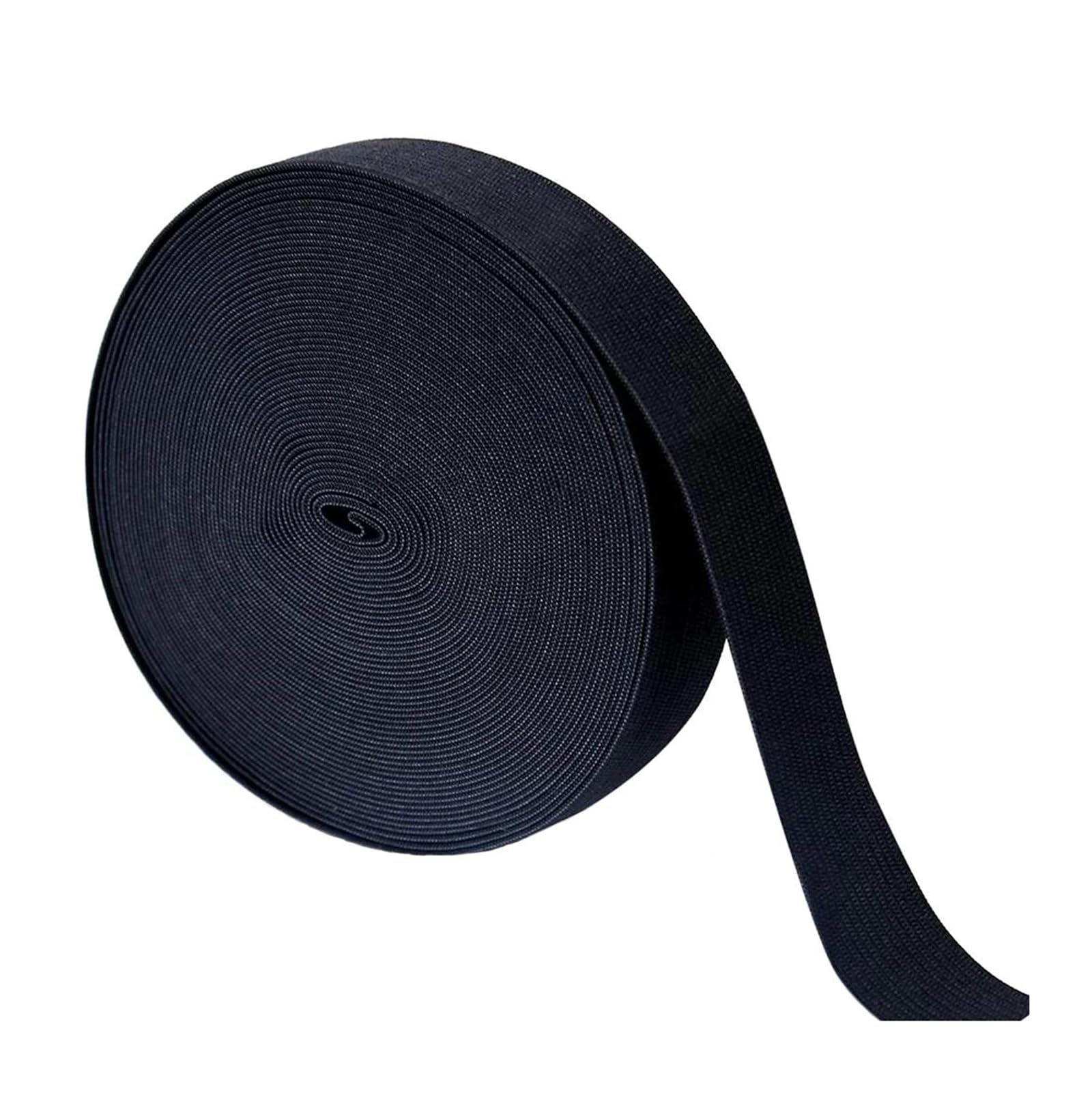 Bandas elásticas Banda elástica Ancha y Plana 40 Metros de Hilo elástico Trenzado for Coser, Ideal for Tejer, Herramientas de Bricolaje, Color Blanco, 25 mm.(Schwarz,15mm)