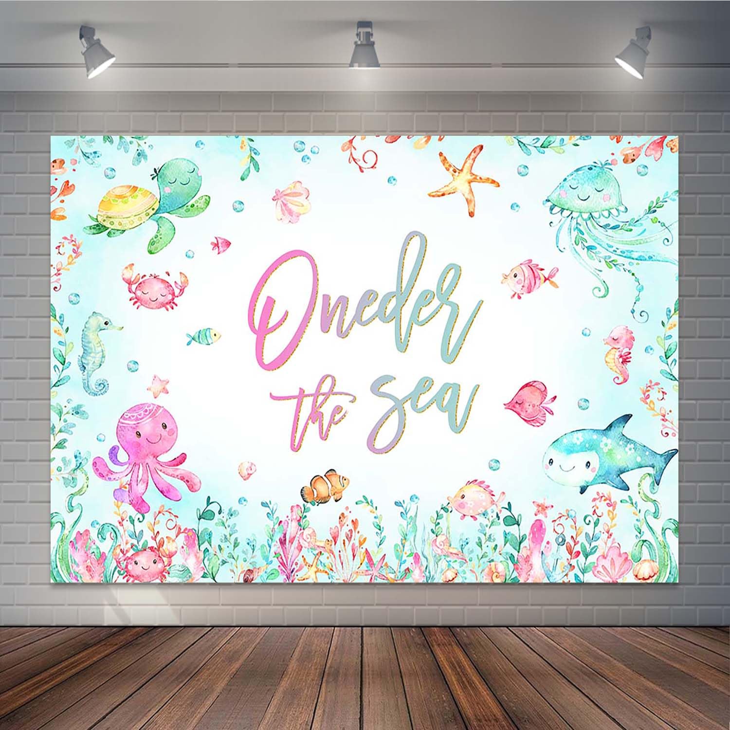 Joliaco Oneder The Sea Birthday Backdrop Under The Sea First Birthday Party Decorations Ocean Creatures 1st Birthday Background Cake Table Banner