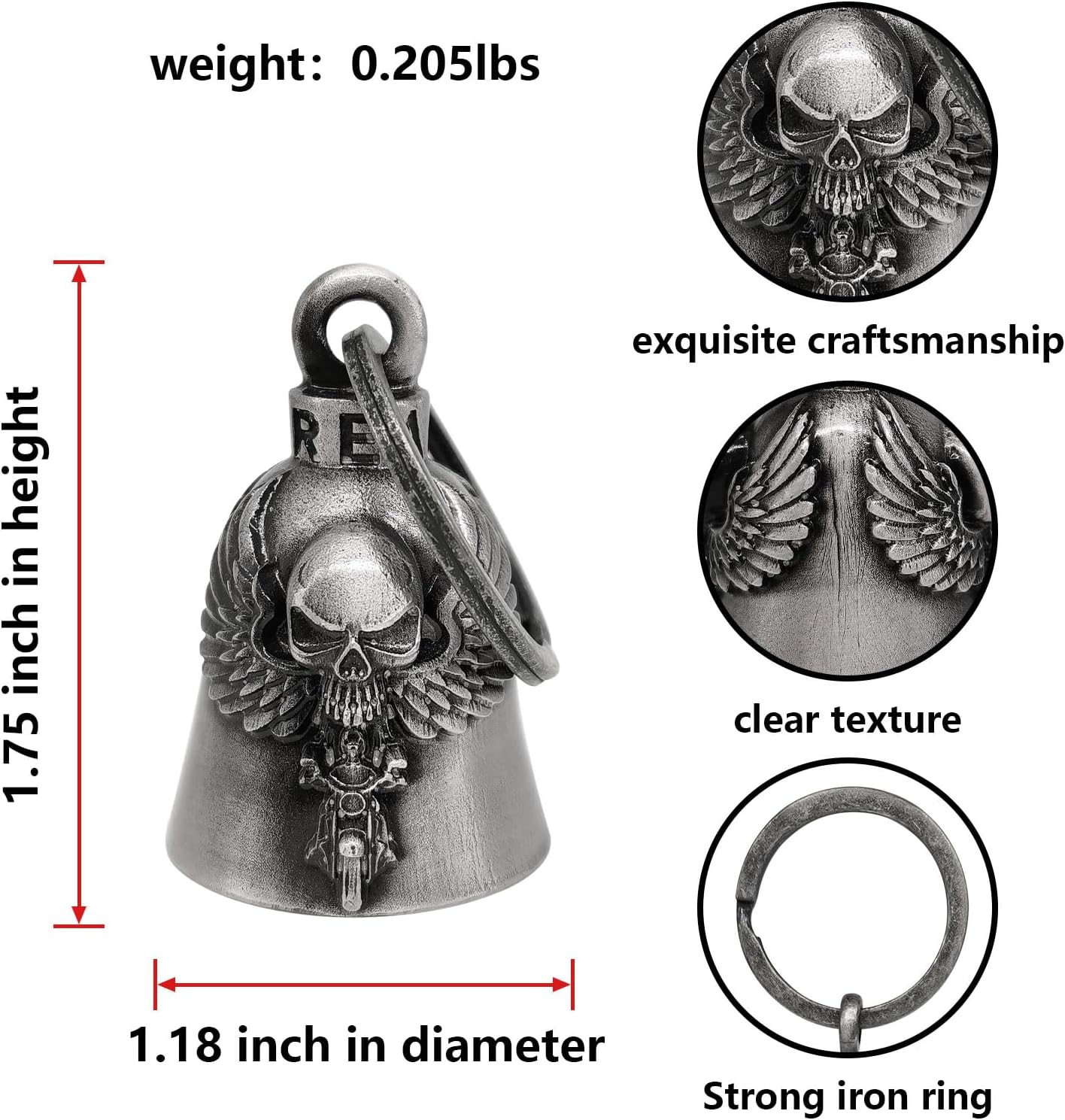 Motorcycle Bell for Biker Good Luck Riding Bells with Hanger - Image 3