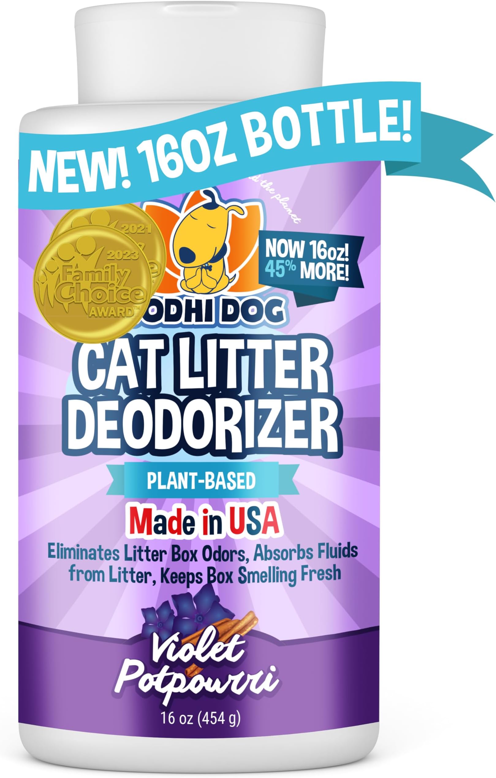 Cat Litter Odor Eliminator - Natural Gentle Deodorizer & Freshener for Strong Urine Smell - Long-Lasting Formula, Easy to Use, Reduces Litter Box Changes - Violet Potpourri Scent