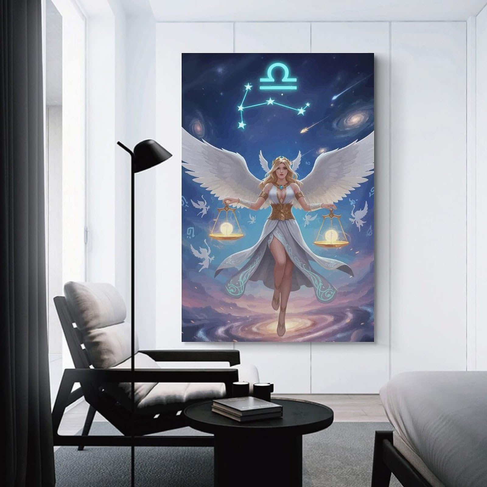 Junmoney Unframe-Style-6 Libra Zodiac Angel With Scales Home Decor Wall Art 20X30inch(50X75cm), For Bedroom, Guest Room Or Reading Nook, Decorative Wall Art For Cosy Rooms
