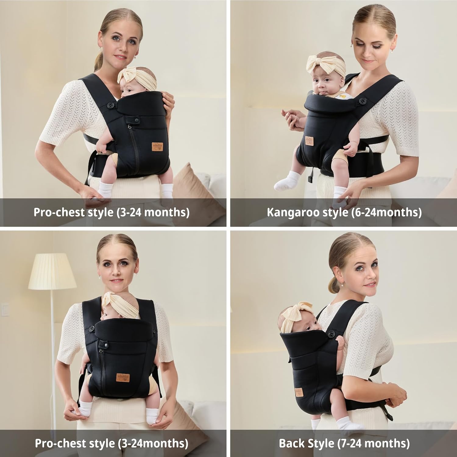 Baby Sling Carrier for Newborn to Toddler, Easy Wearing Adjustable Ice Silk Breathable Soft Kangaroo Wrap Carrier, Ergonomic Front&Back Chest Holder for New Mom Dad – Babies 6-35 lbs(Black)