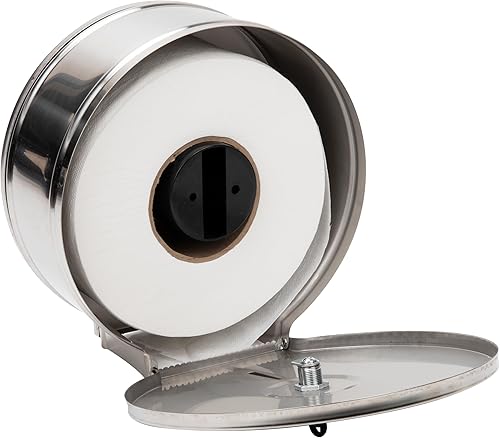 Miniatura 5 de Mind Reader Dispensador de papel higiénico, montaje en pared, cerradura con llave, baño, acero inoxidable, 10 pulgadas de largo x 10.25 pulgadas de