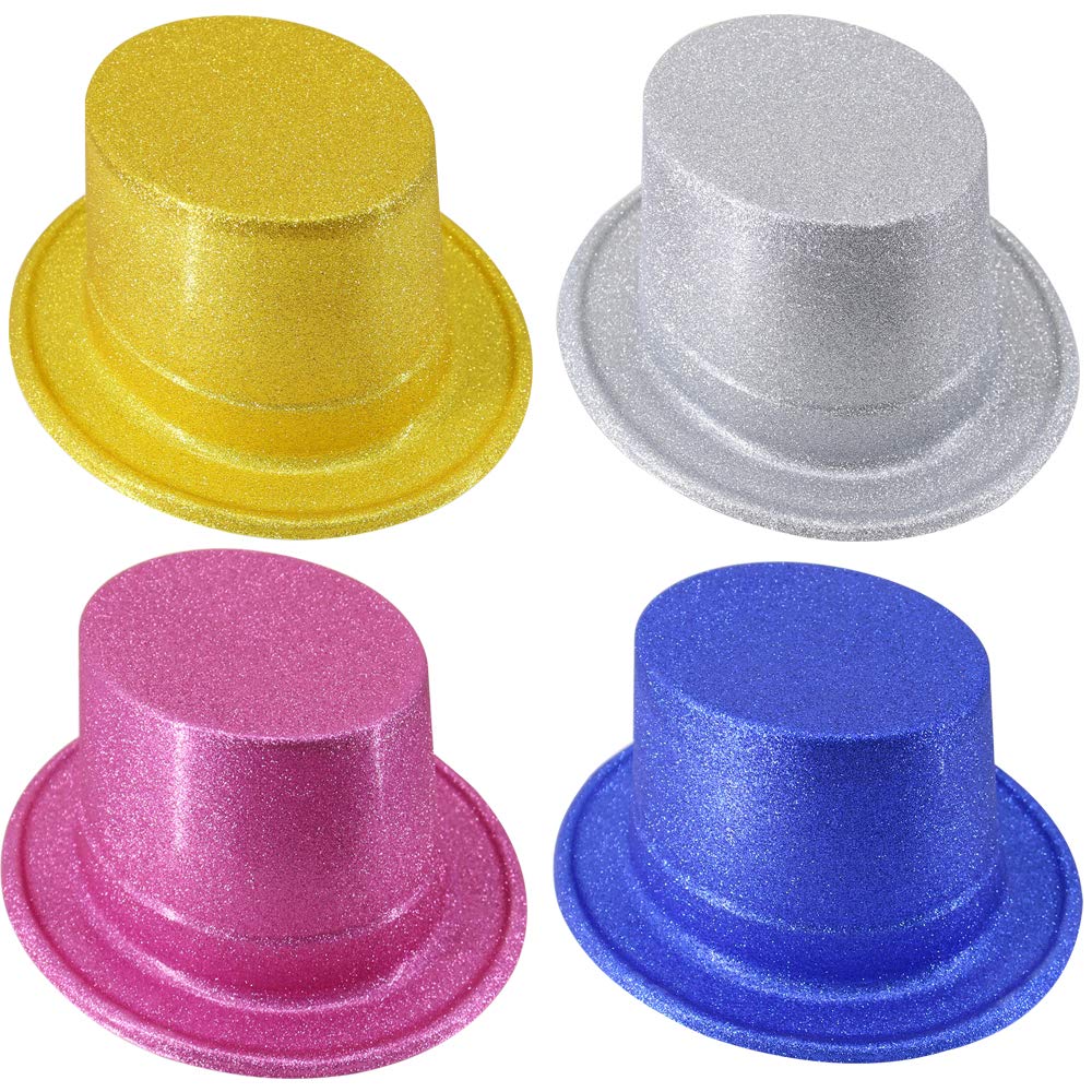 Time to Sparkle 8 Pack of Glitter Topper Hat Unisex Gangster Style Plastic Party Hats Party Headwear Accessory, Glitter Topper-Multicolor