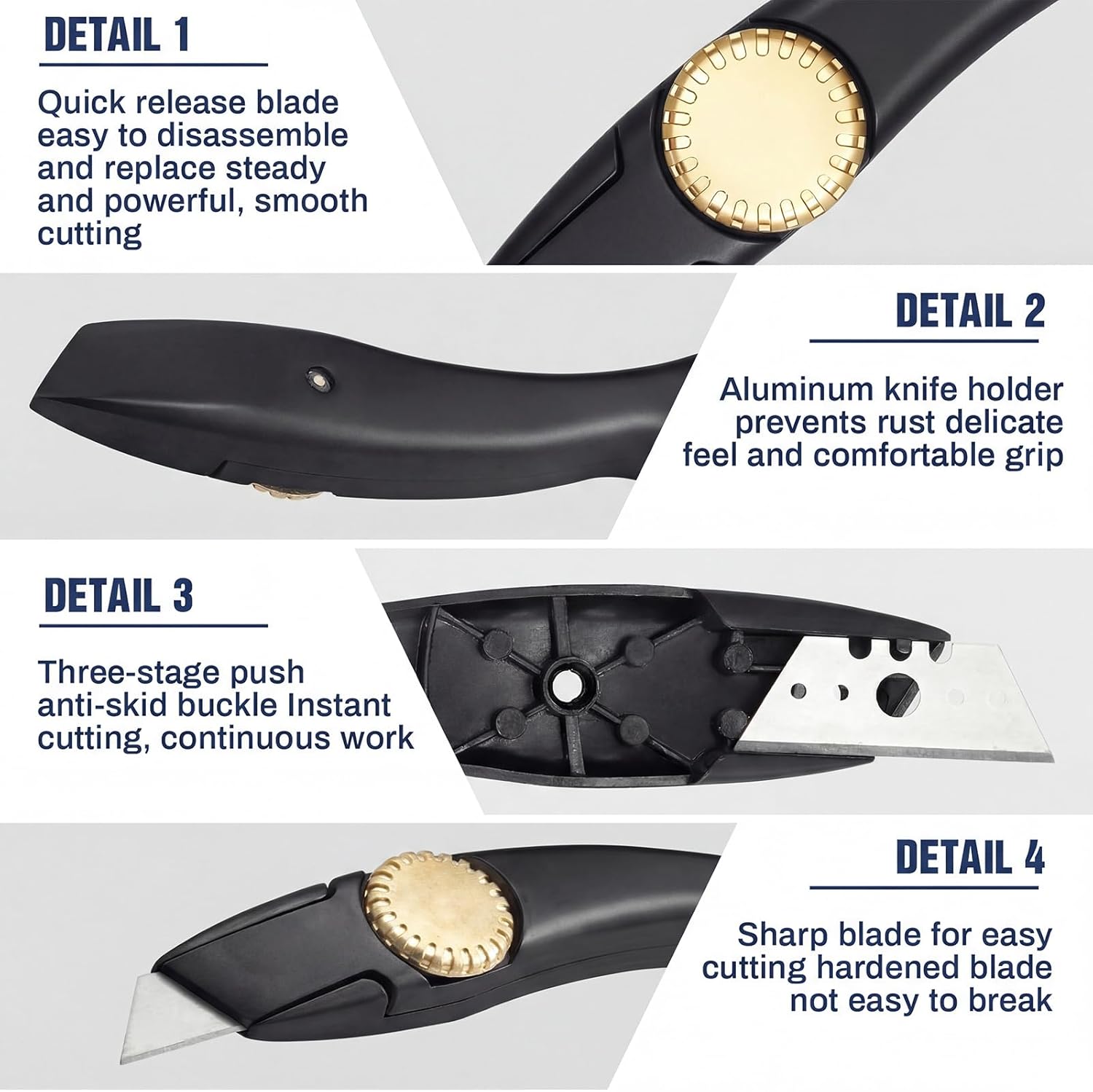 WILLBOND 2 Sets Navajas Roofing Heavy Duty Shark Vinyl Knife with Utility Knife Blades Replacement Roofing Tools Carpet Blade Cutter for Indoor Outdoor (Black)
