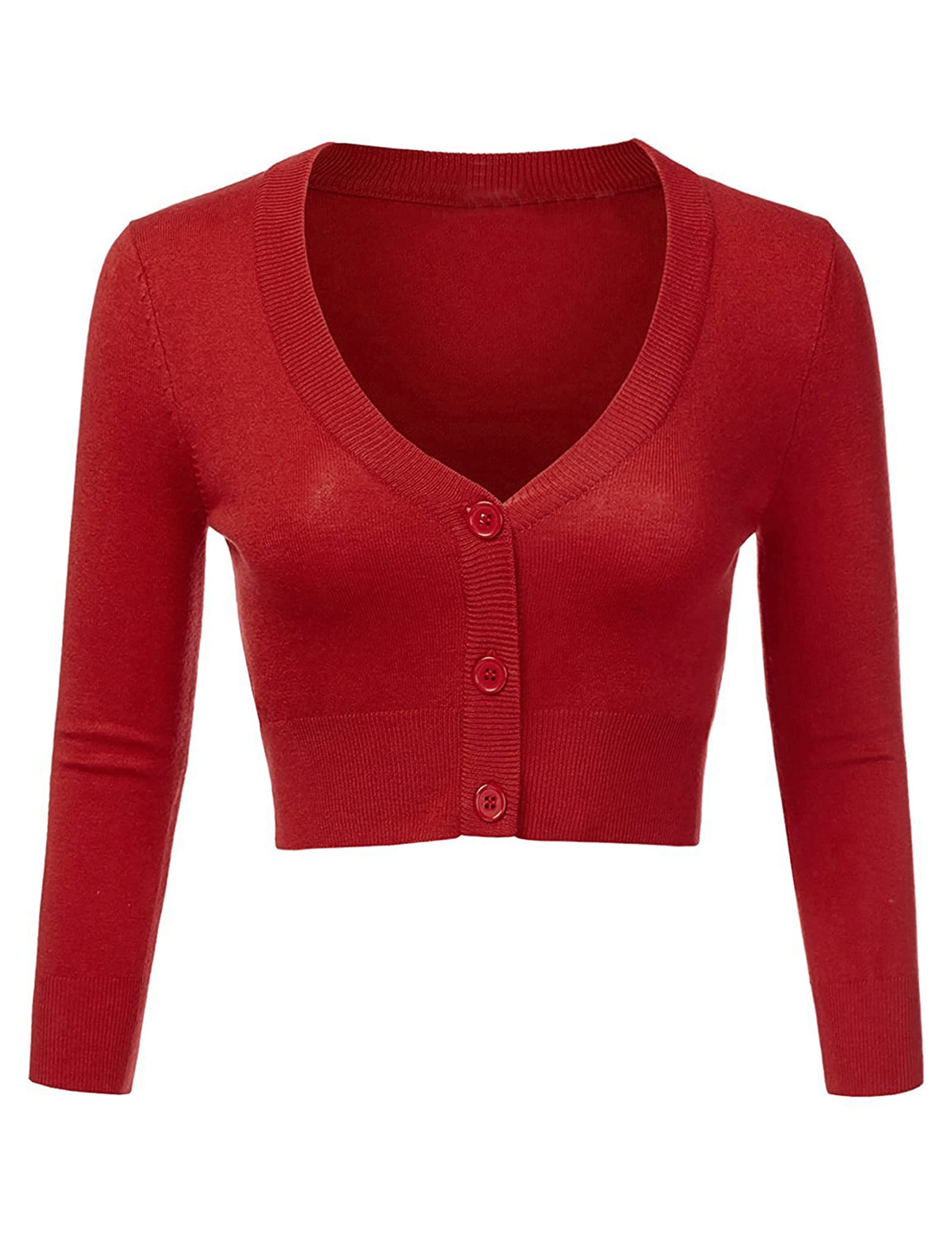 Irevial Bolero Damen Langarm Kurze Strickjacke V-Ausschnitt Knopf | Strick, Weich, Open Front, V Ausschnitt, Casual Shrug, für Casual Freizeit
