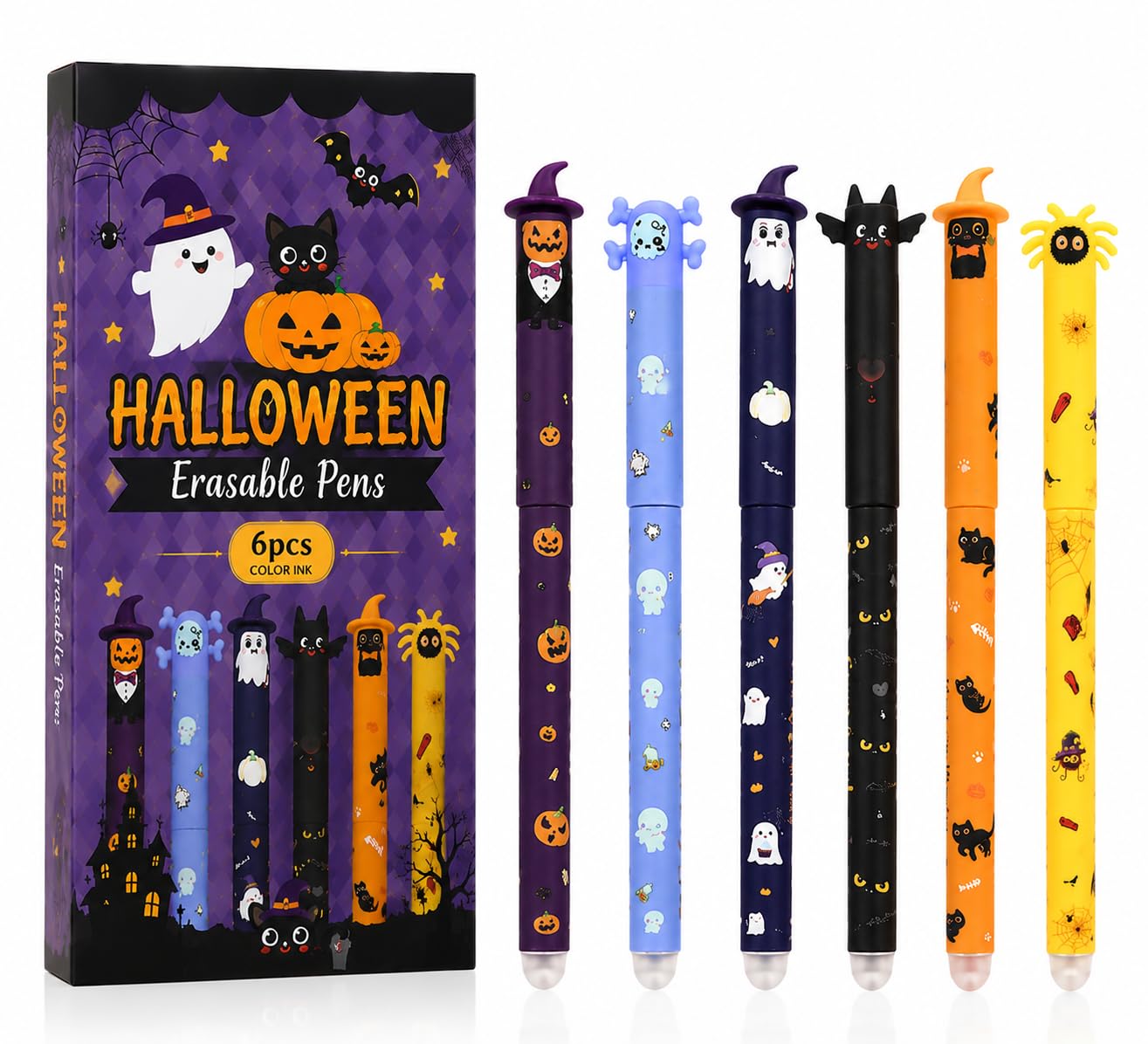 Set di 6 penne a tema Halloween – Penne gel cancellabili
