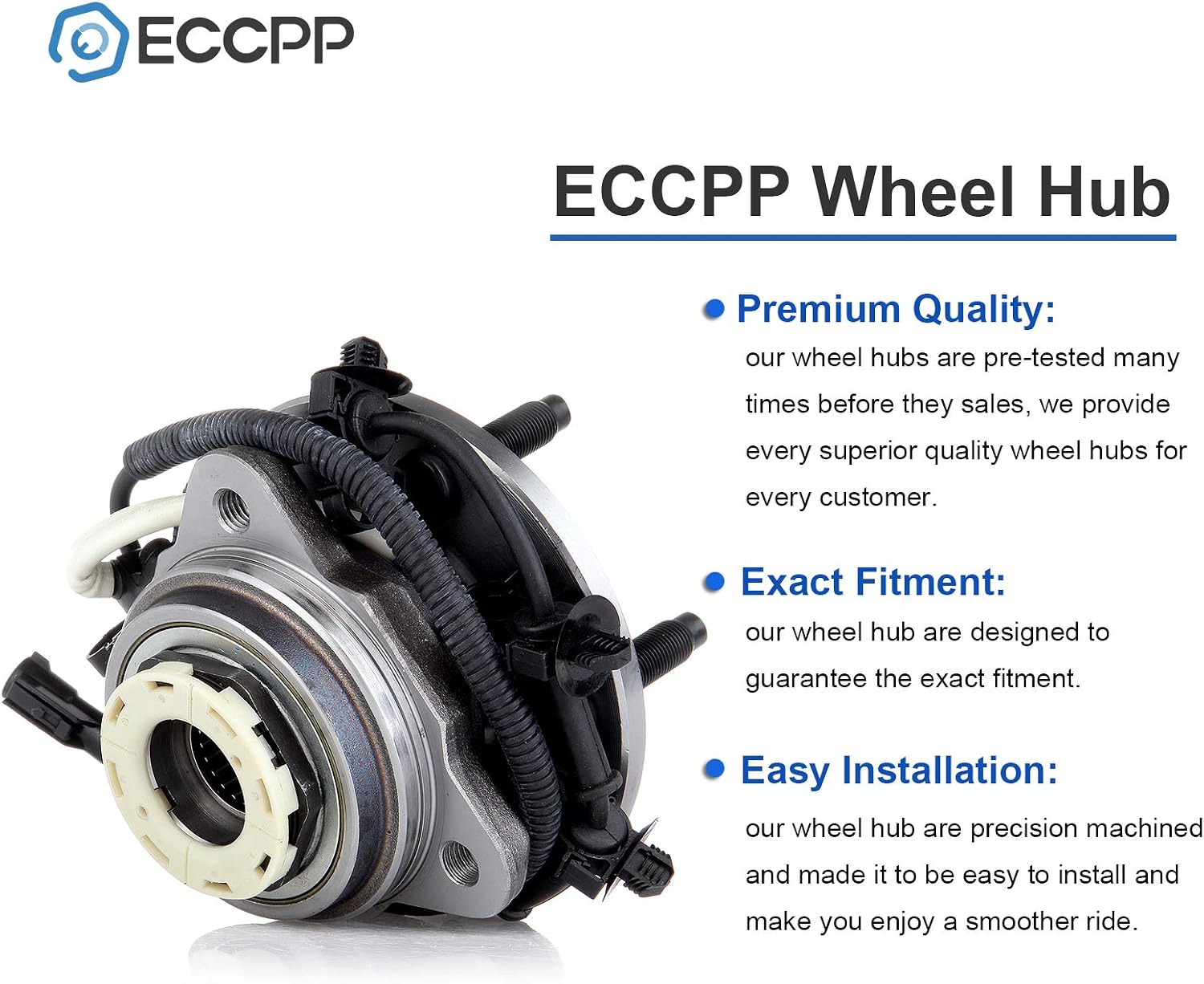 ECCPP Front 5 Lugs Wheel Bearing and Hub Assembly For 1998-2000 For Ford Ranger 1998-2000 For Mazda B2500 1998-2000 For Mazda B3000 1998-2000 For Mazda B4000 Wheel Hub Bearings W/ABS 515027