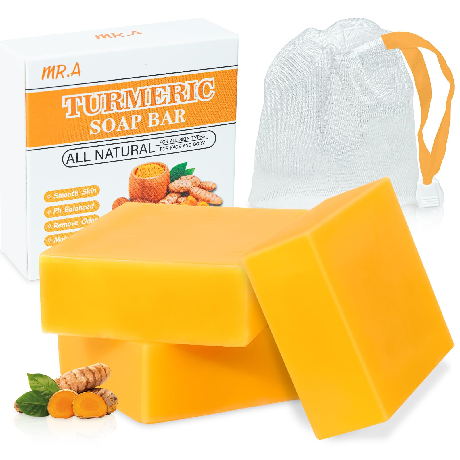 Amazon.com : MR.A 3Packs Turmeric Soap Bar, Organic Tumeric Soap
