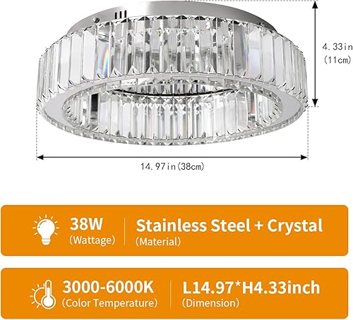 Miniatura 99 de Moderno candelabro de cristal LED, iluminación empotrada, lámpara colgante con control remoto para sala de estar, comedor, dormitorio, isla