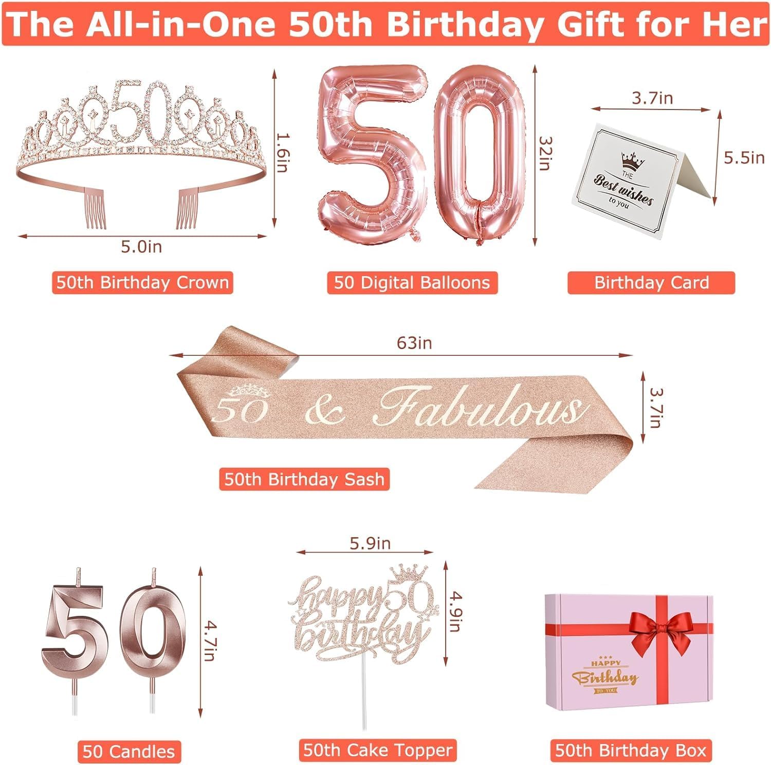 YeohJoy Rose Gold 50th Birthday Decorations for Women image 5